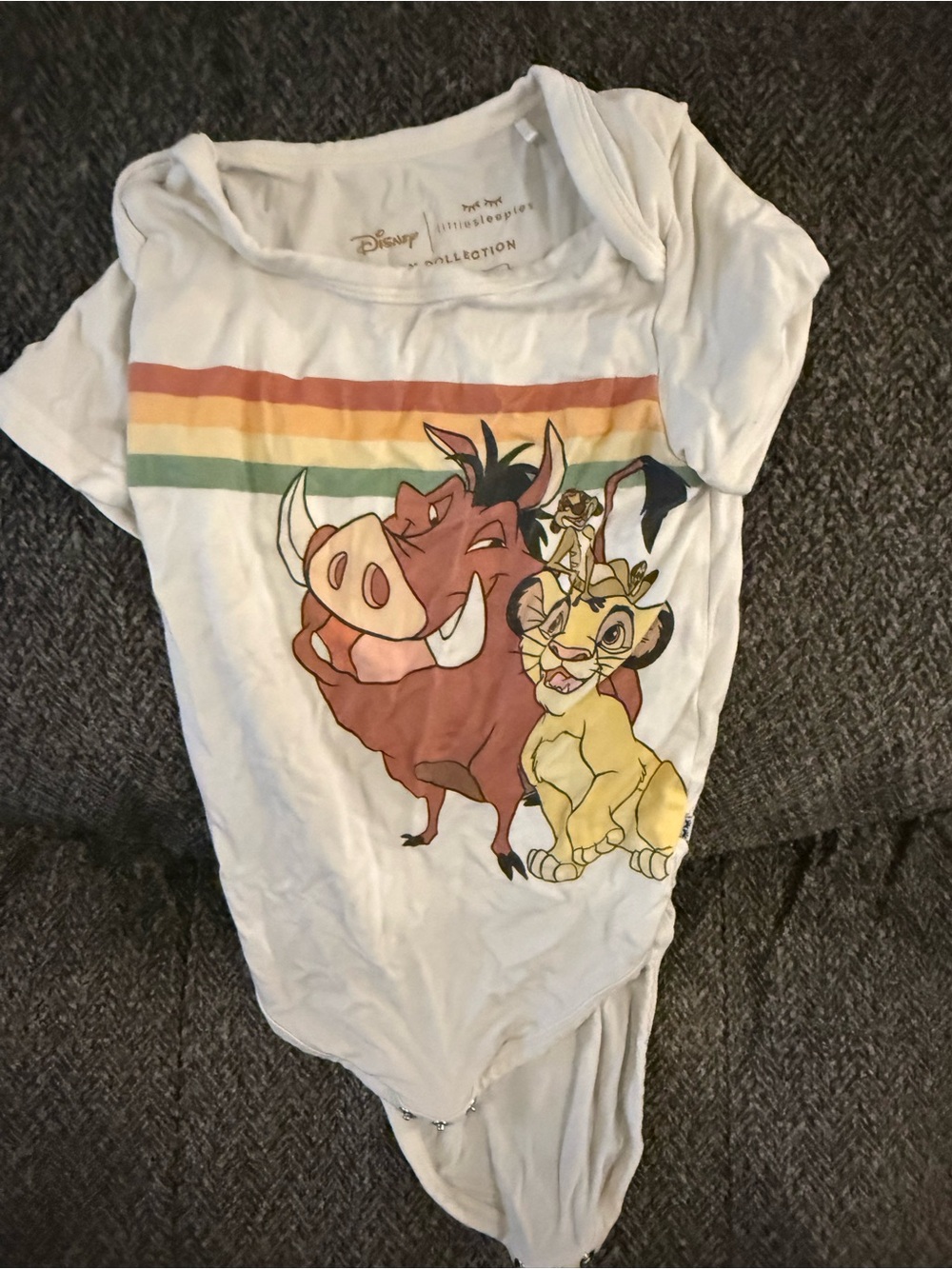 Disney The Lion King White Baby One-Piece Bodysuit with Retro Stripes